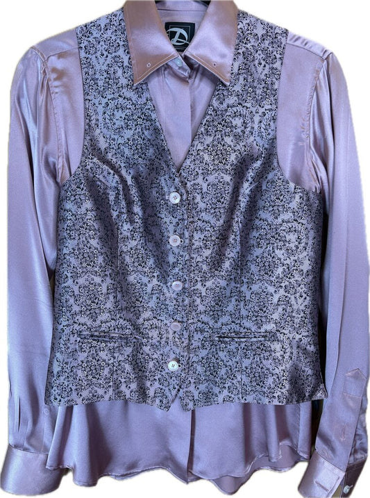 DUSTY ROSE SILK SHIRT WITH MATCHING BROCADE VEST DEREGNAUCOURT