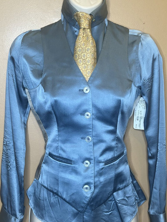 BLUE DEREGNAUCOURT SILK VEST/SHIRT COMBO