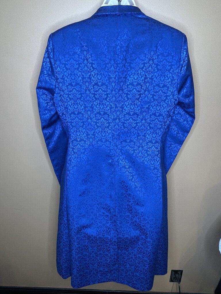 NEVER WORN BLUE BROCADE DAY COAT MARSHA DEARRIAGA