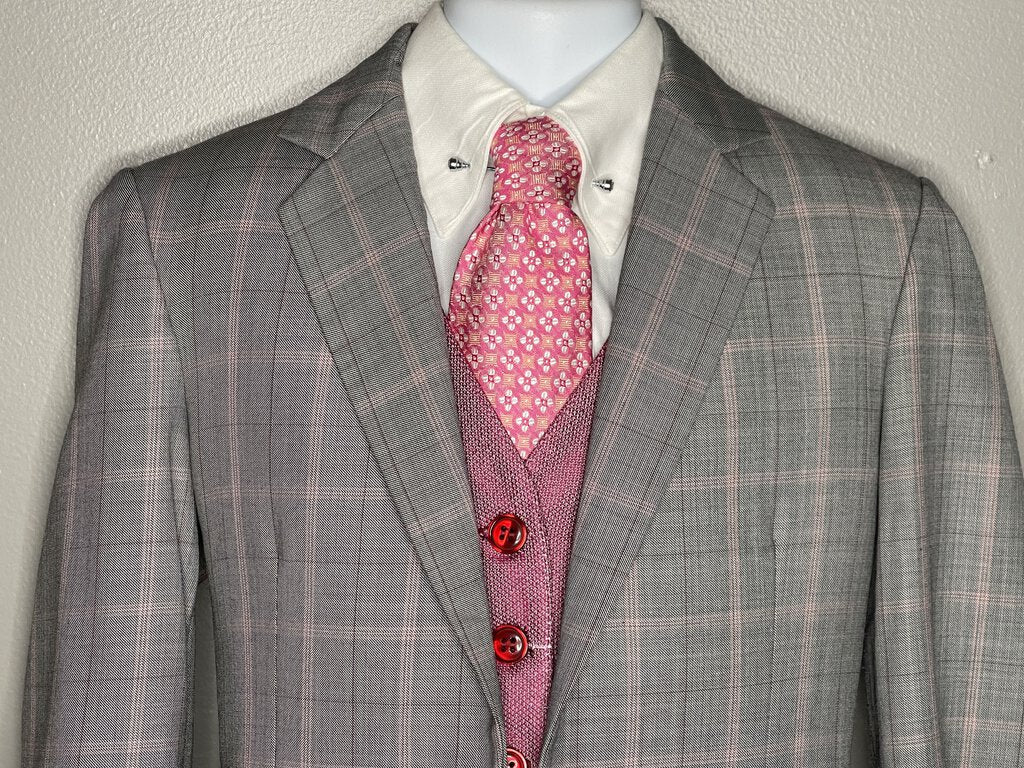 GRAY WITH PINK WINDOWPANE BECKER BROTHERS DAY SUIT