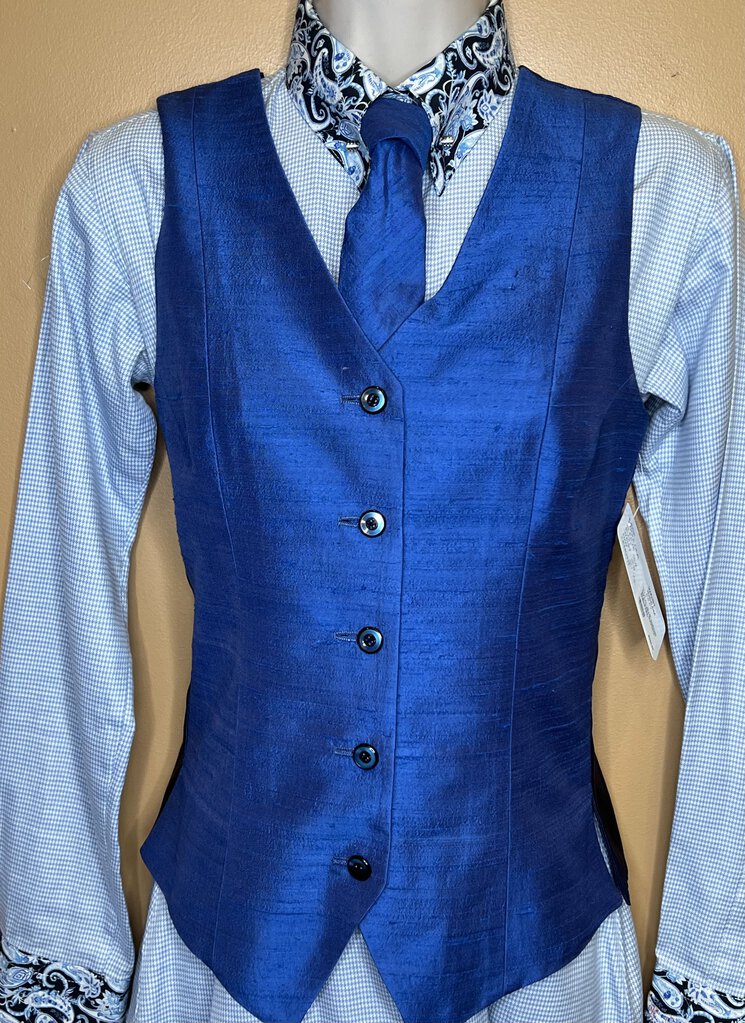 ROYAL BLUE DUPIONI SILK VEST MARSHA SHEPPARD