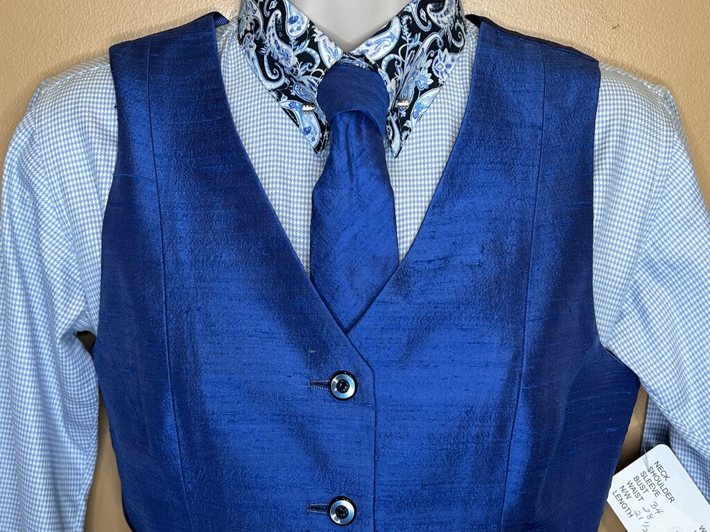 ROYAL BLUE DUPIONI SILK VEST MARSHA SHEPPARD