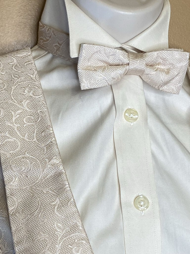 CREAM FORMAL VEST, SHIRT BOWTIE COMBO LECHEVAL