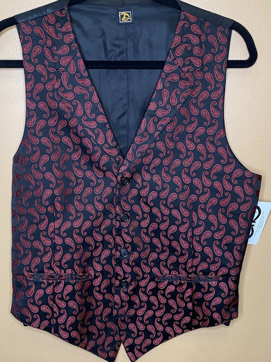 MEN'S RED PAISLEY LAPEL VEST DEREGNAUCOURT