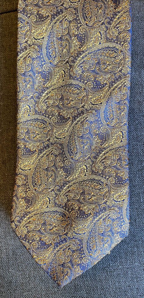 TIE GOLD AND NAVY PAISLEY DEREGNAUCOURT