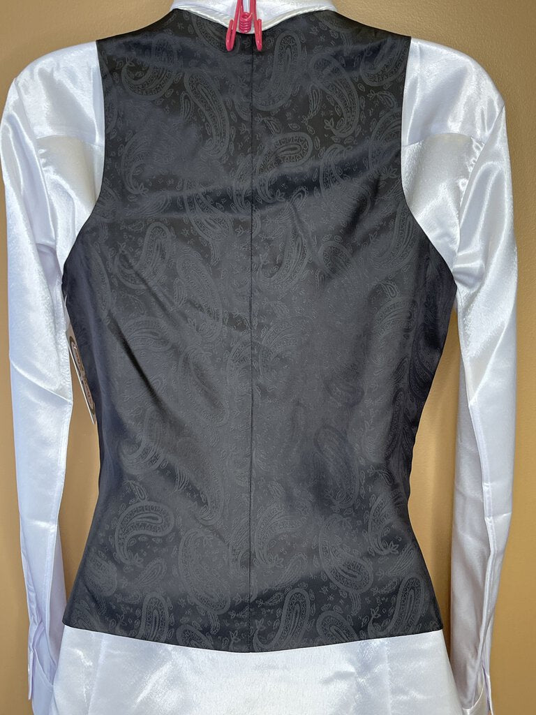 WHITE SATIN VEST BLUE RIBBON BOUTIQUE