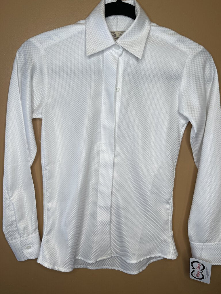 WHITE TONE ON TONE PATTERN BETTY BERDINE SHIRT