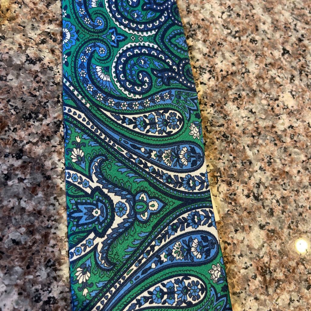 TIE GREEN BLUE PAISLEY