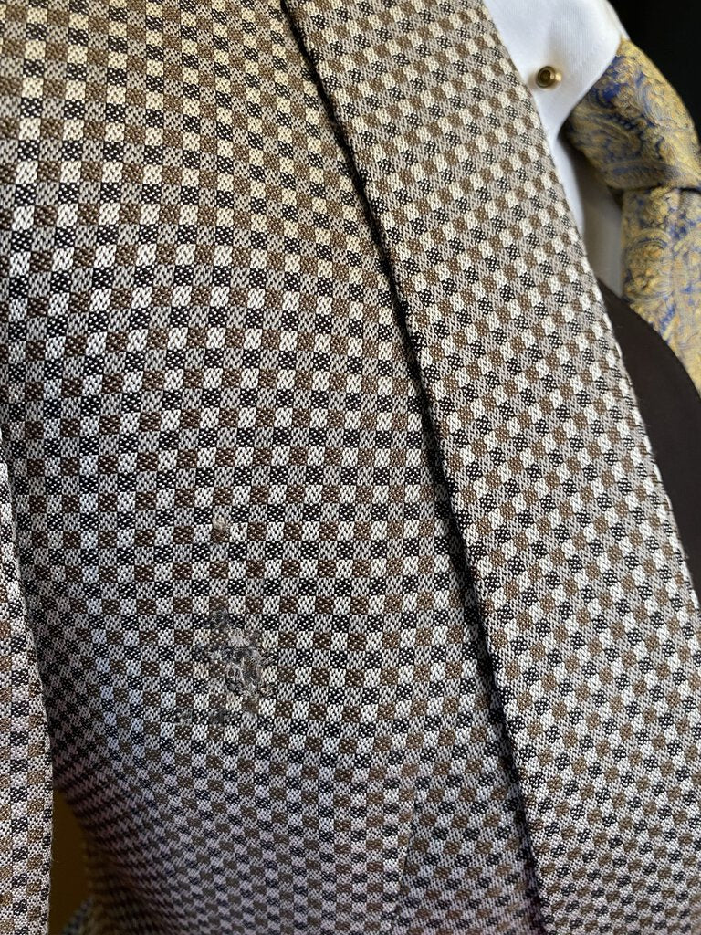 SILVER/TAUPE AND BLACK SQUARE PATTERN DAY COAT CM