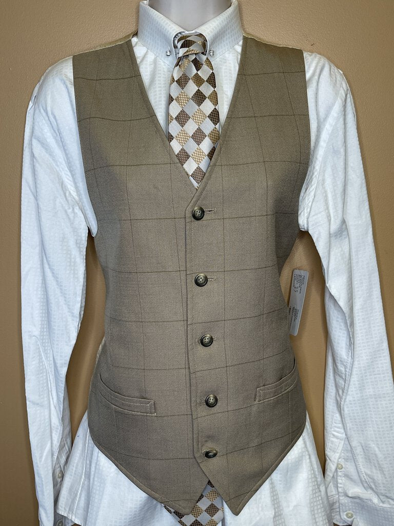 BROWN WINDOWPANE VEST