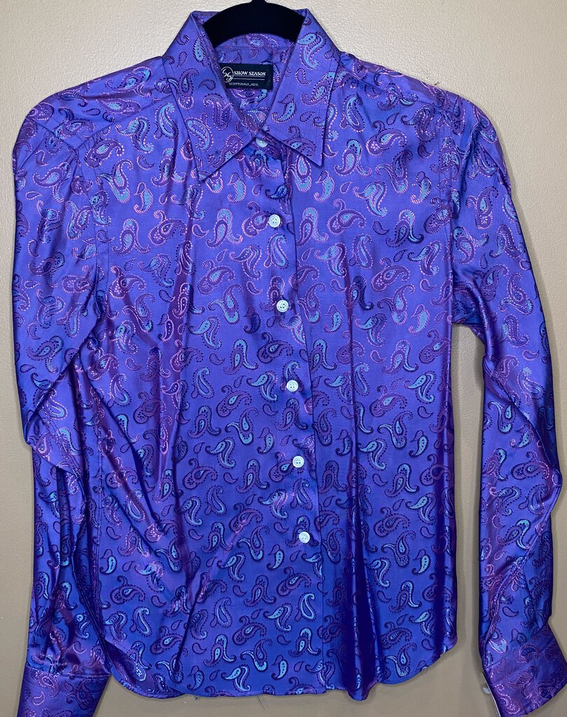 PURPLE PAISLEY SATIN SHIRT SHOW SEASONS