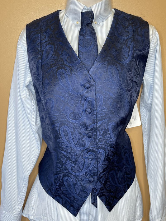 BLUE PAISLEY VEST WITH MATCHING TIE MARSHA DEARRIAGA