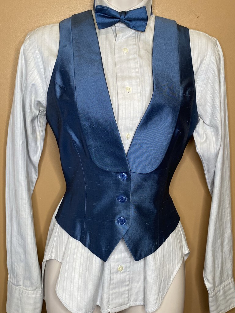 FORMAL BLUE DUPIONI VEST WITH SHIRT BECKER BROTHERS