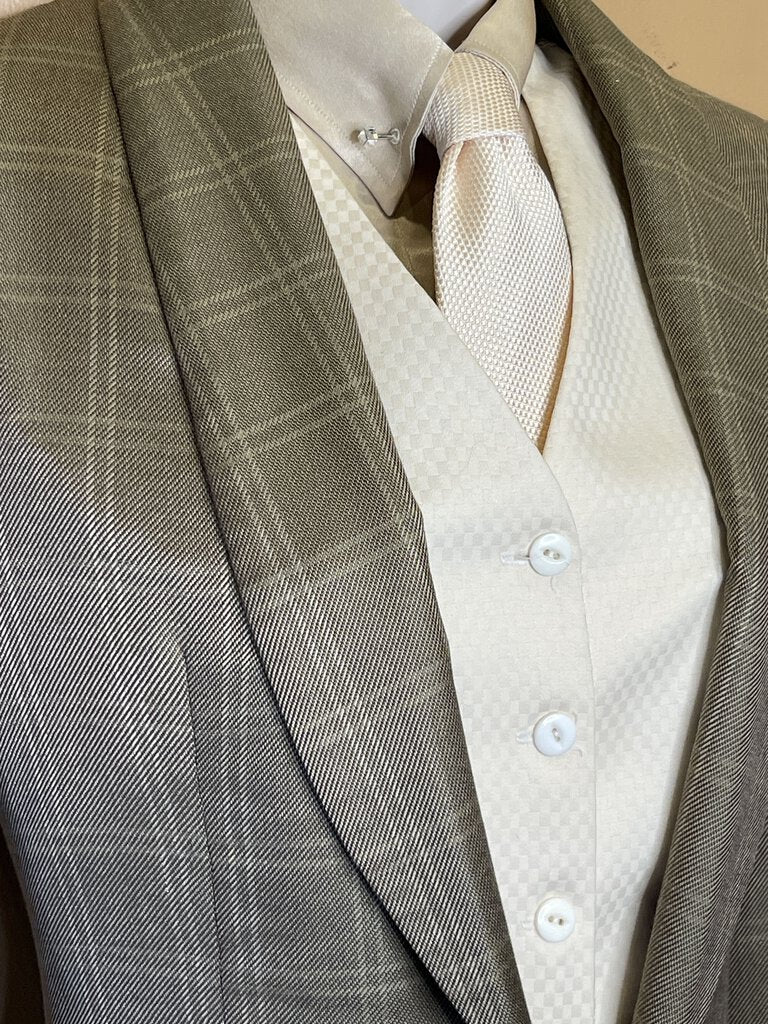 SAGE AND CREAM WINDOWPANE BECKER BROTHERS DAY COAT