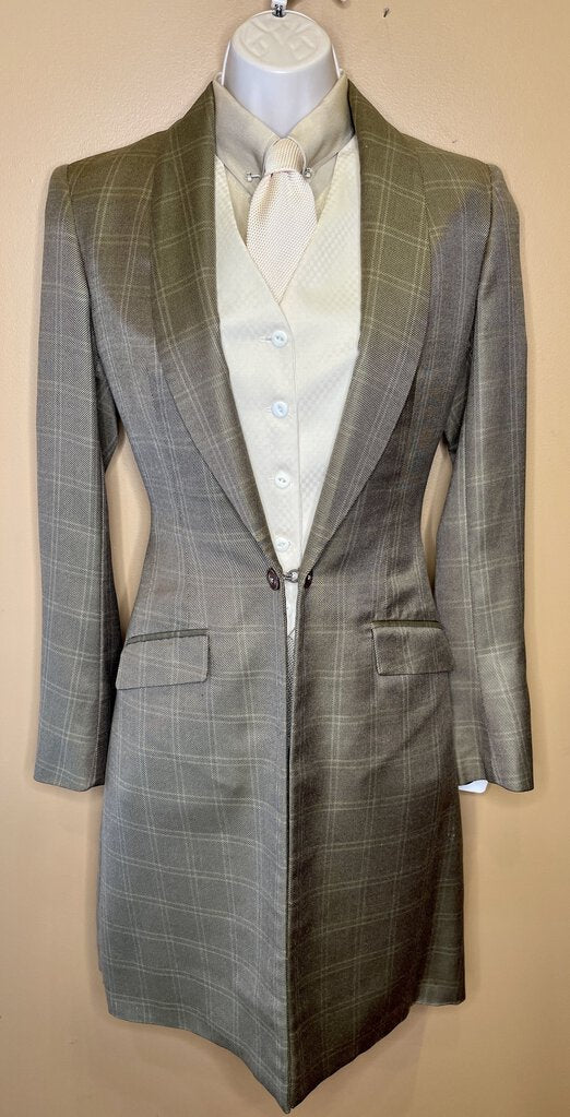 SAGE AND CREAM WINDOWPANE BECKER BROTHERS DAY COAT