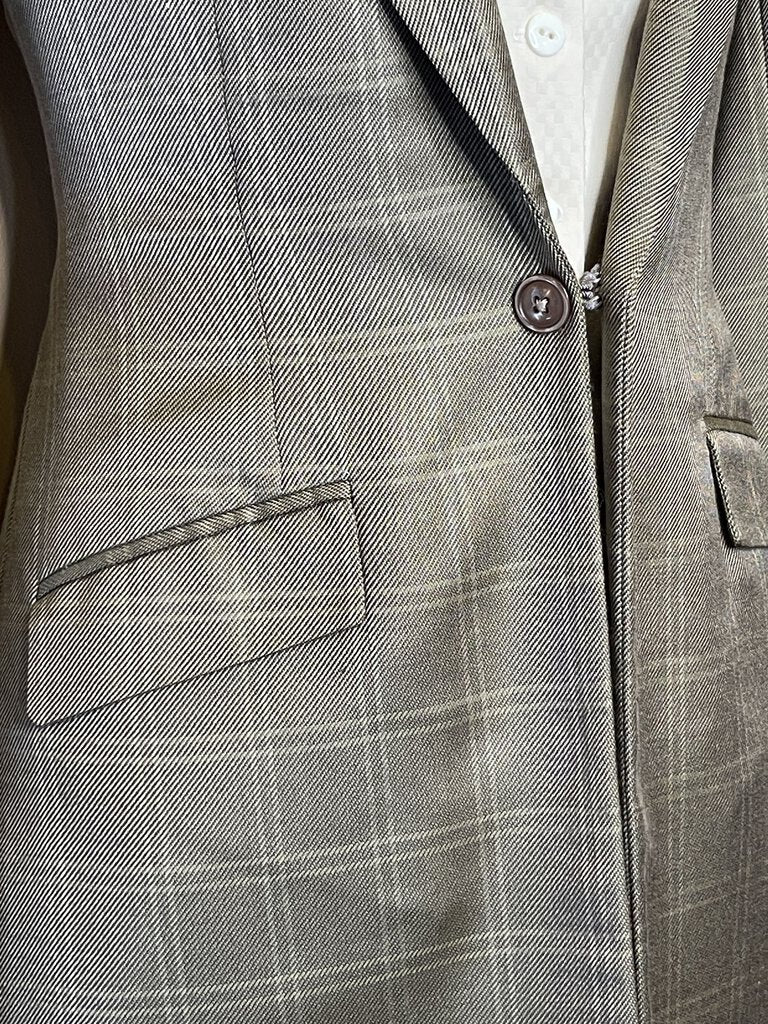 SAGE AND CREAM WINDOWPANE BECKER BROTHERS DAY COAT