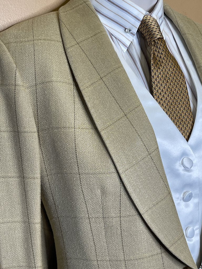 TAN WITH BROWN WINDOWPANE DAY COAT