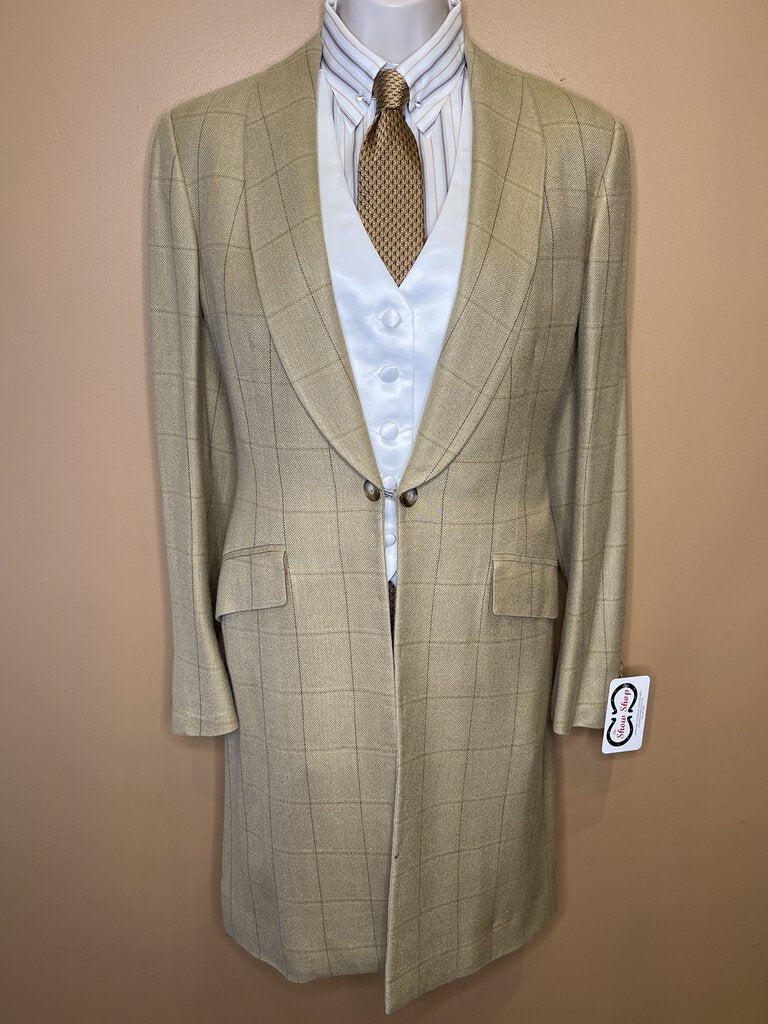 TAN WITH BROWN WINDOWPANE DAY COAT