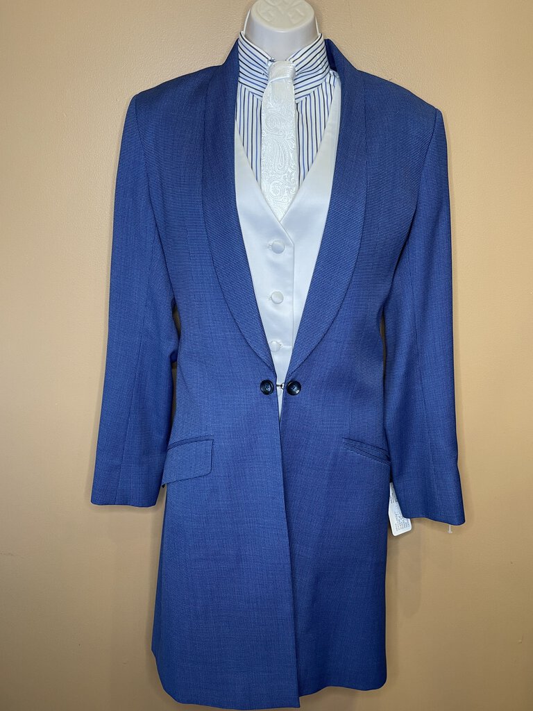 BLUE WITH NAVY SQUARE PATTERN DAY COAT