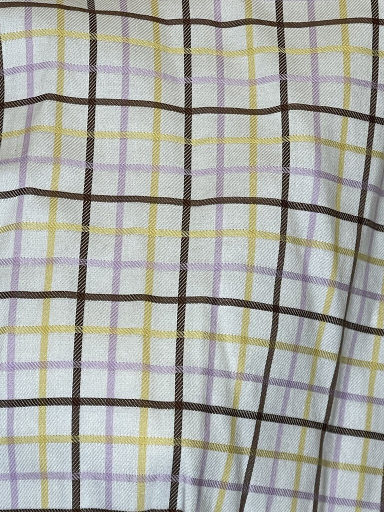 BROWN,YELLOW AND PINK CHECK MARSHA DEARRIAGA SHIRT