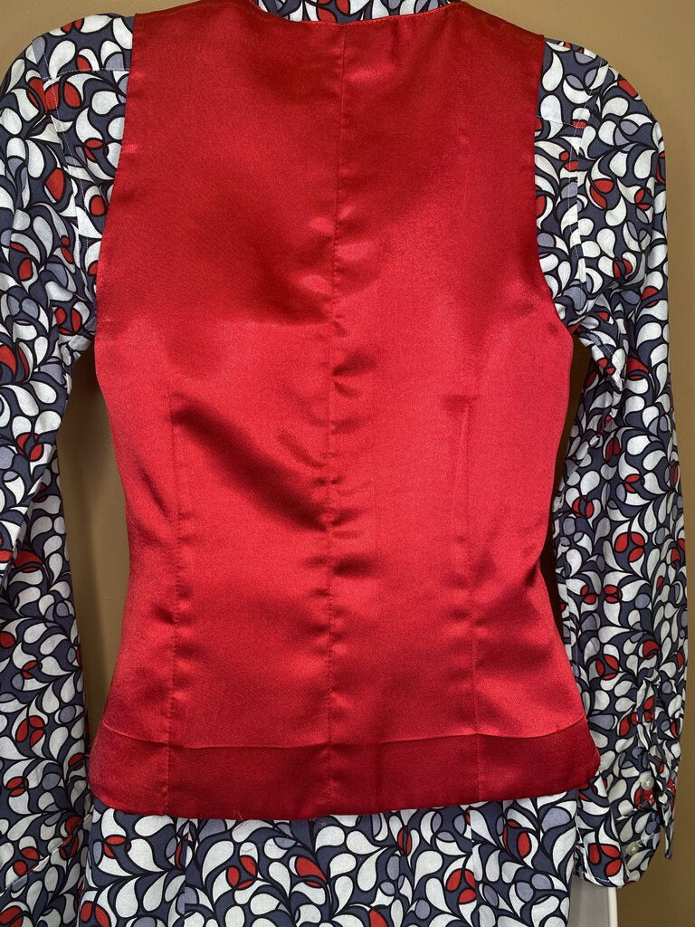 RED DUPIONI SILK VEST