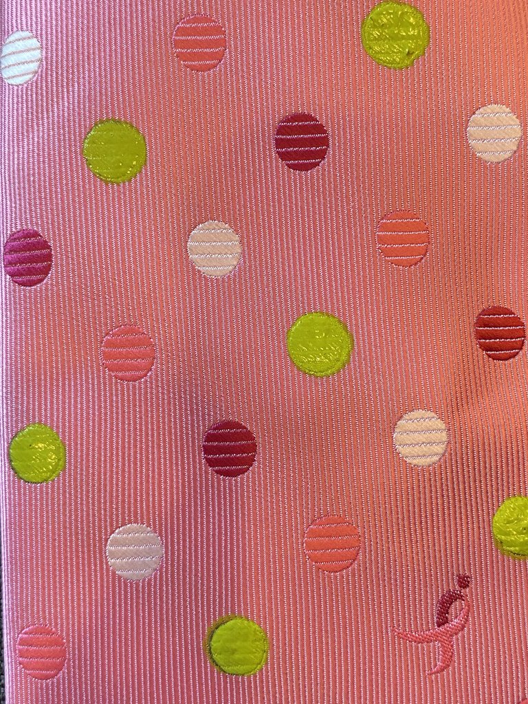 PINK WITH GREEN AND PINK POLKA DOTS TIE