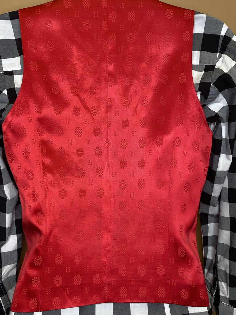 RED DUPIONI SILK VEST