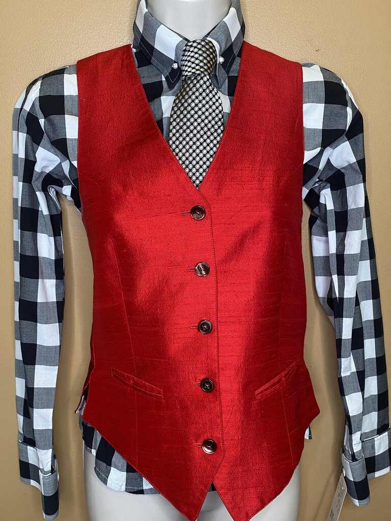 RED DUPIONI SILK VEST