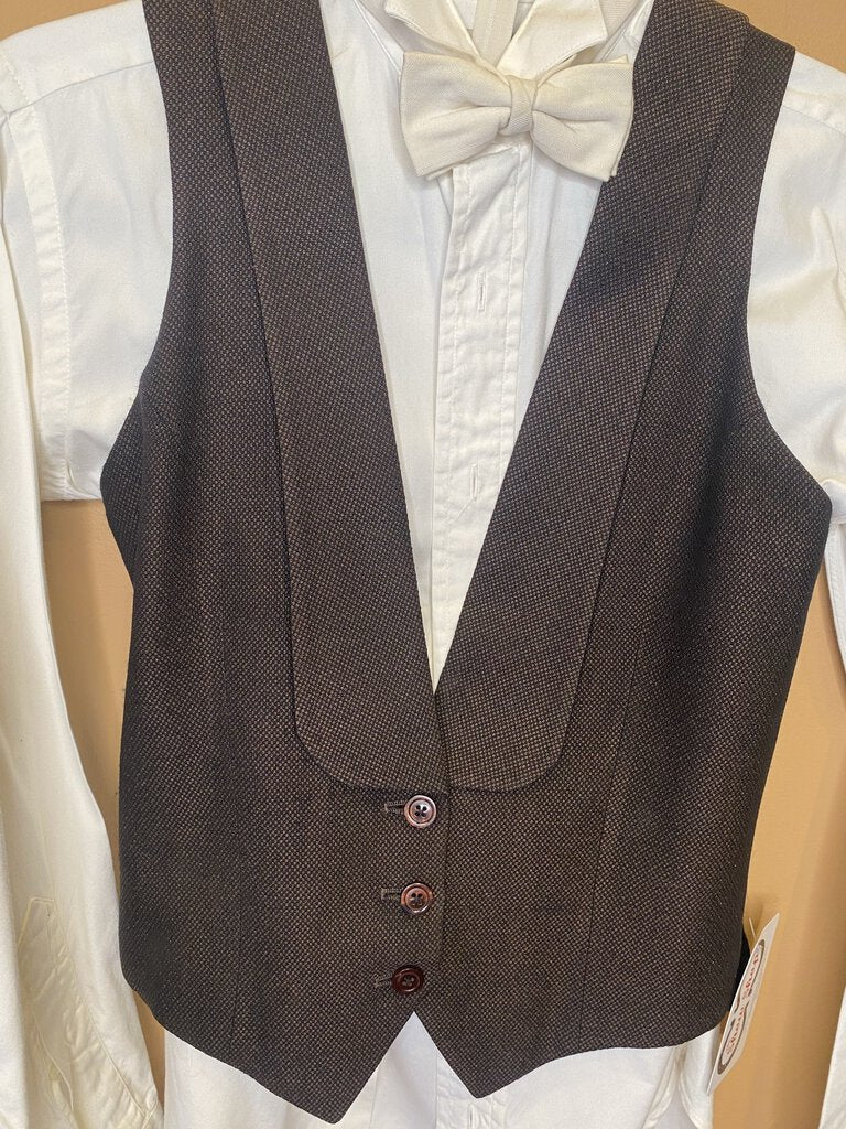 BROWN AND GOLD DIAMOND PATTERN FORMAL VEST NO BOWTIE