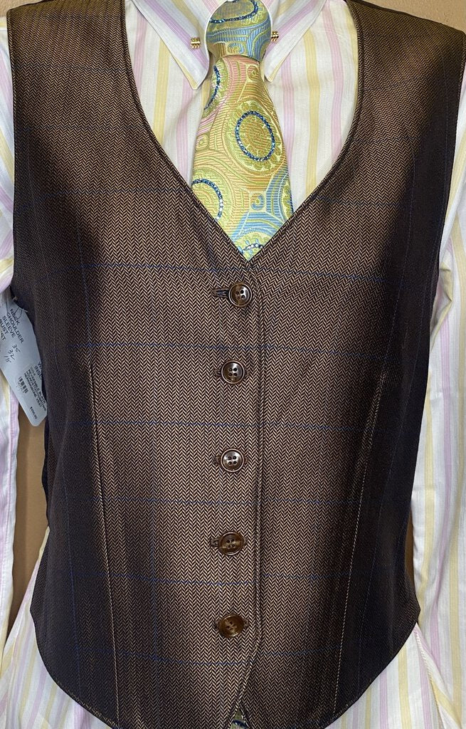 REVERSIBLE BLACK HOUNDSTOOTH/BROWN HERRINGBONE VEST SHOW SEASONS