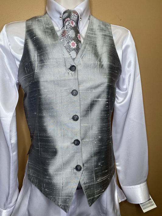 SILVER DUPIONI SILK DEREGNAUCOURT VEST