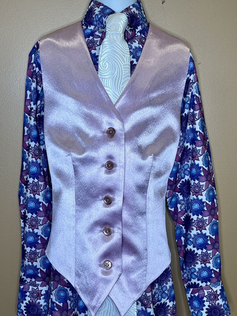 PINK,BLUE AND PURPLE FLOWERS BETTY BERDINE SHIRT