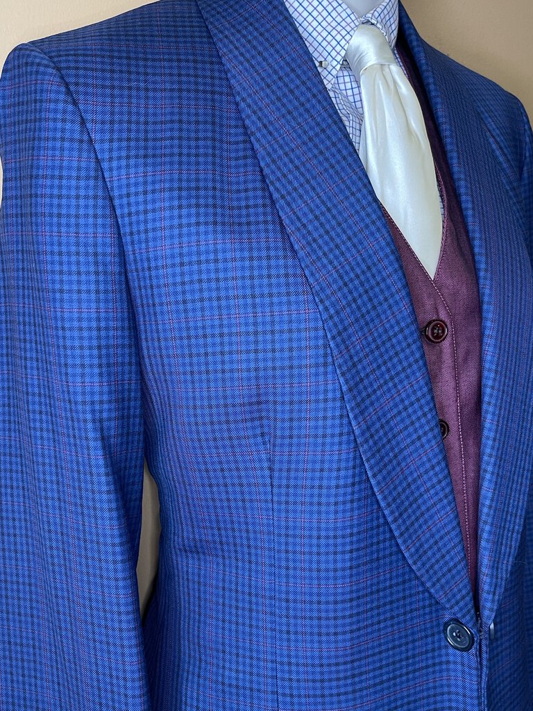 BLUE WITH PINK, BLUE,BLACK GLEN PLAID BECKER BROTHERS DAY COAT