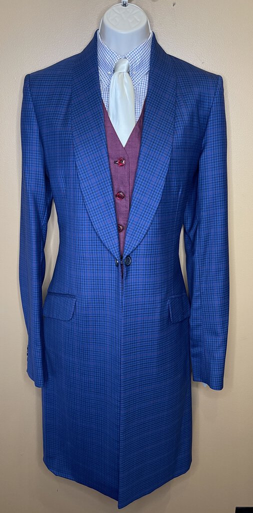 BLUE WITH PINK, BLUE,BLACK GLEN PLAID BECKER BROTHERS DAY COAT