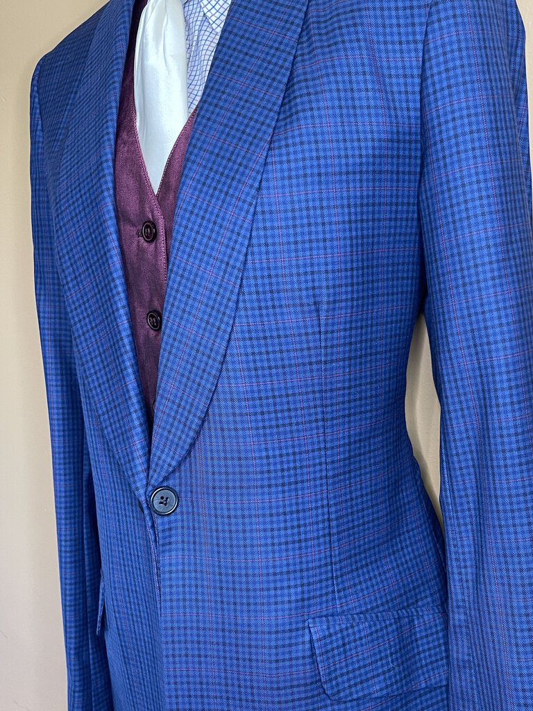 BLUE WITH PINK, BLUE,BLACK GLEN PLAID BECKER BROTHERS DAY COAT