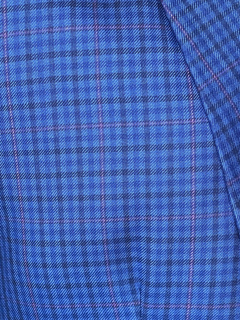 BLUE WITH PINK, BLUE,BLACK GLEN PLAID BECKER BROTHERS DAY COAT