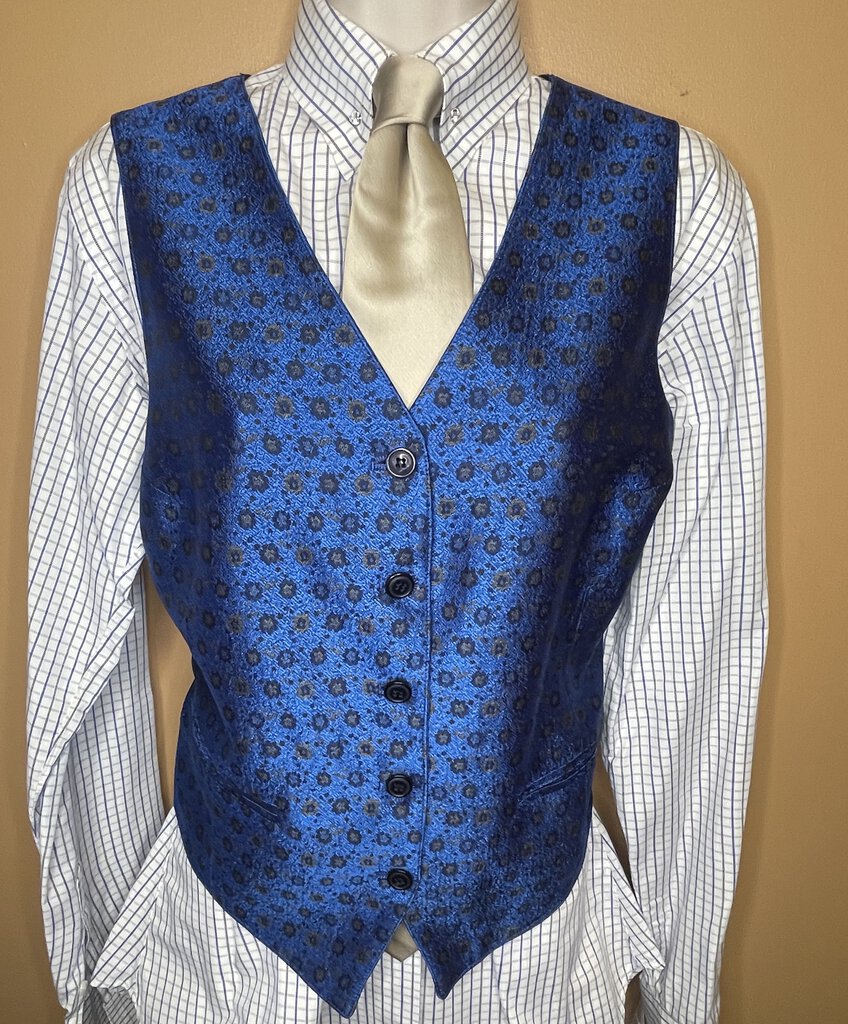 ROYAL BLUE WITH GOLD FLOWERS BECKER BROTHERS VEST