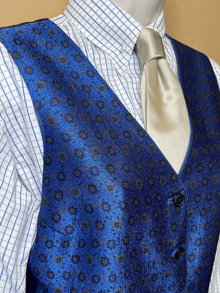 ROYAL BLUE WITH GOLD FLOWERS BECKER BROTHERS VEST