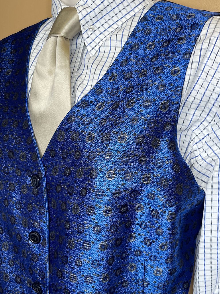 ROYAL BLUE WITH GOLD FLOWERS BECKER BROTHERS VEST