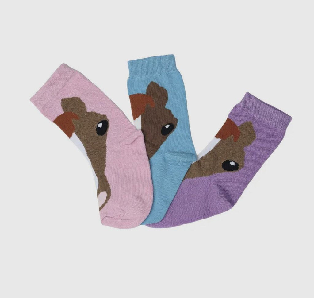 YOUTH SOCKS RUNNING HORSES PINK