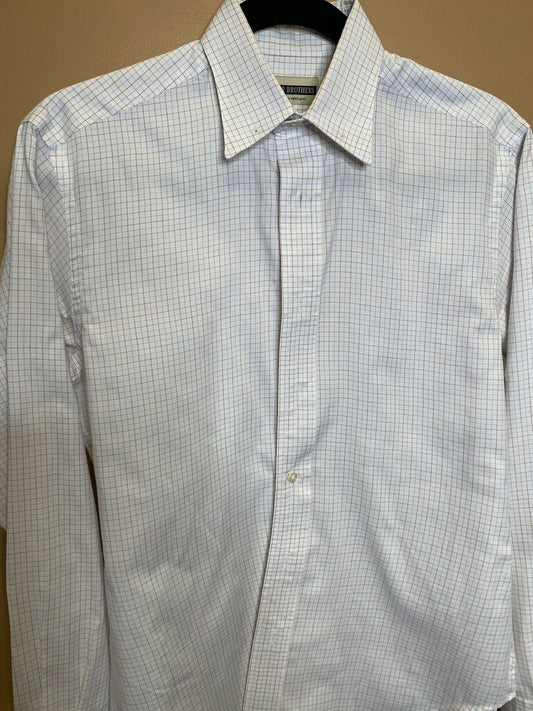 BLUE AND BROWN CHECK BECKER BROTHERS SHIRT