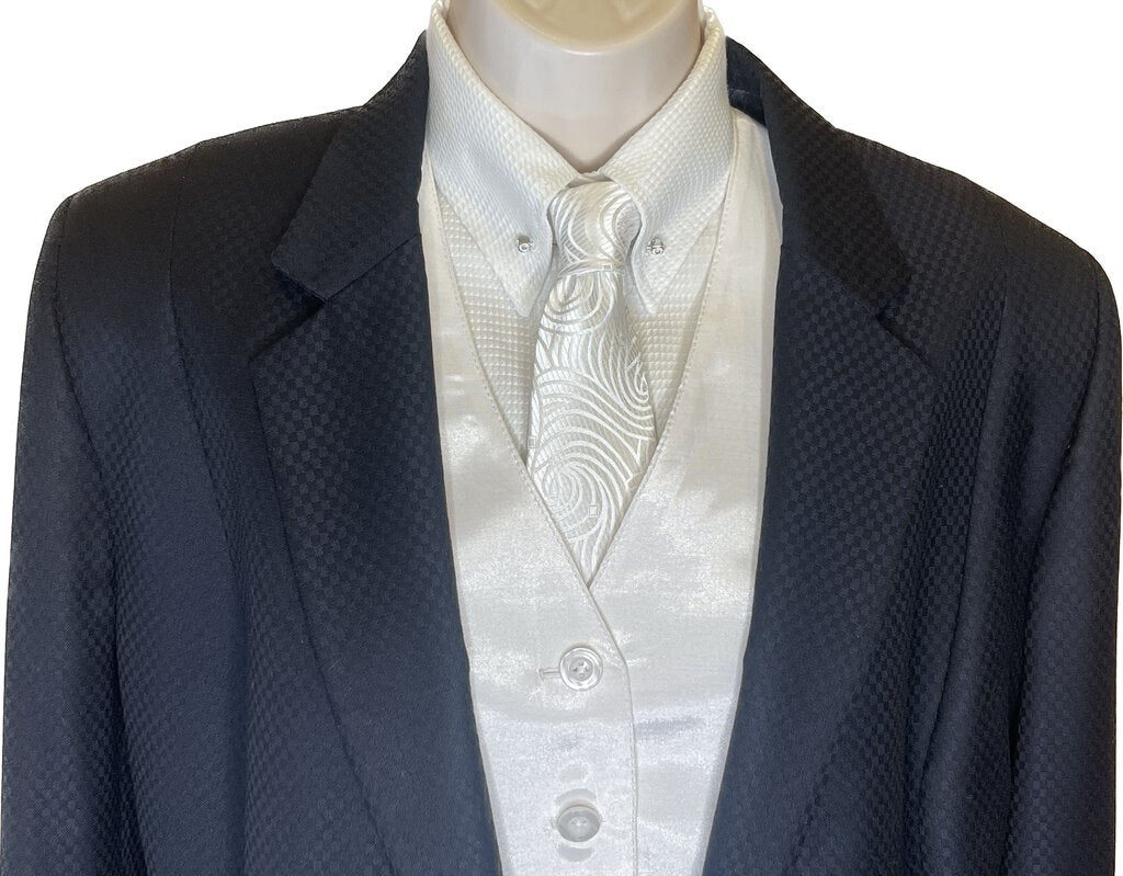 NAVY SQUARE PATTERN FRIERSON DAY SUIT WITH 2 PAIR OF JODS AND VEST