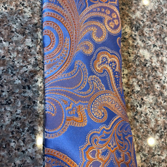 BLUE WITH ORANGE PAISLEY