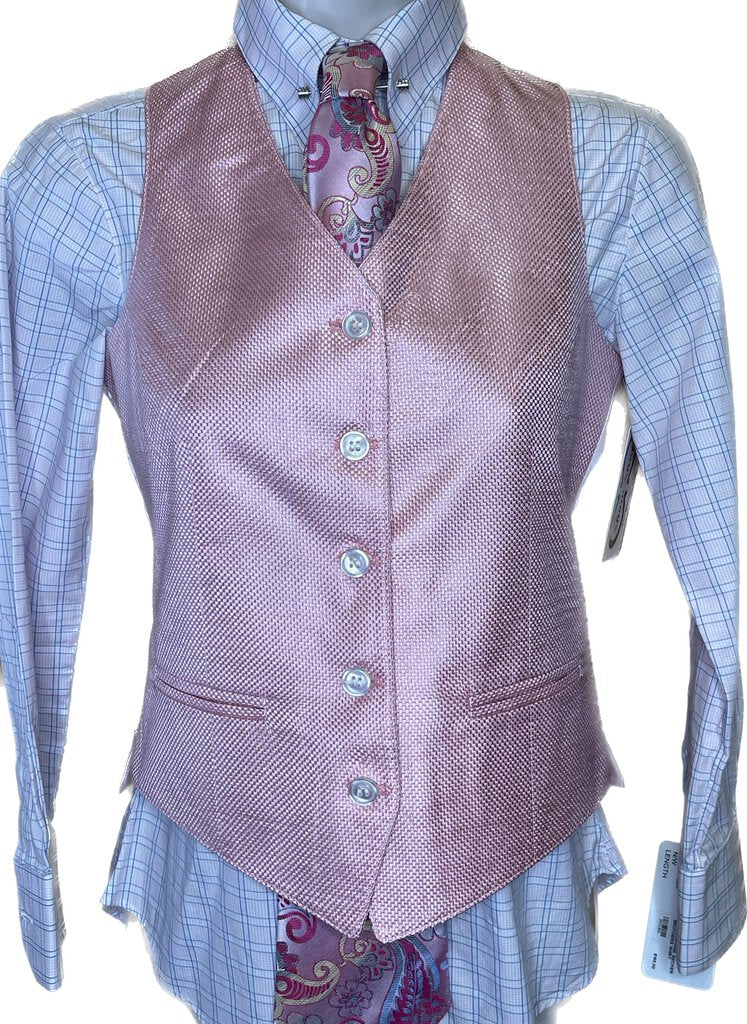 PINK WITH BLUE WINDOWPANE BECKER BROTHERS SHIRT