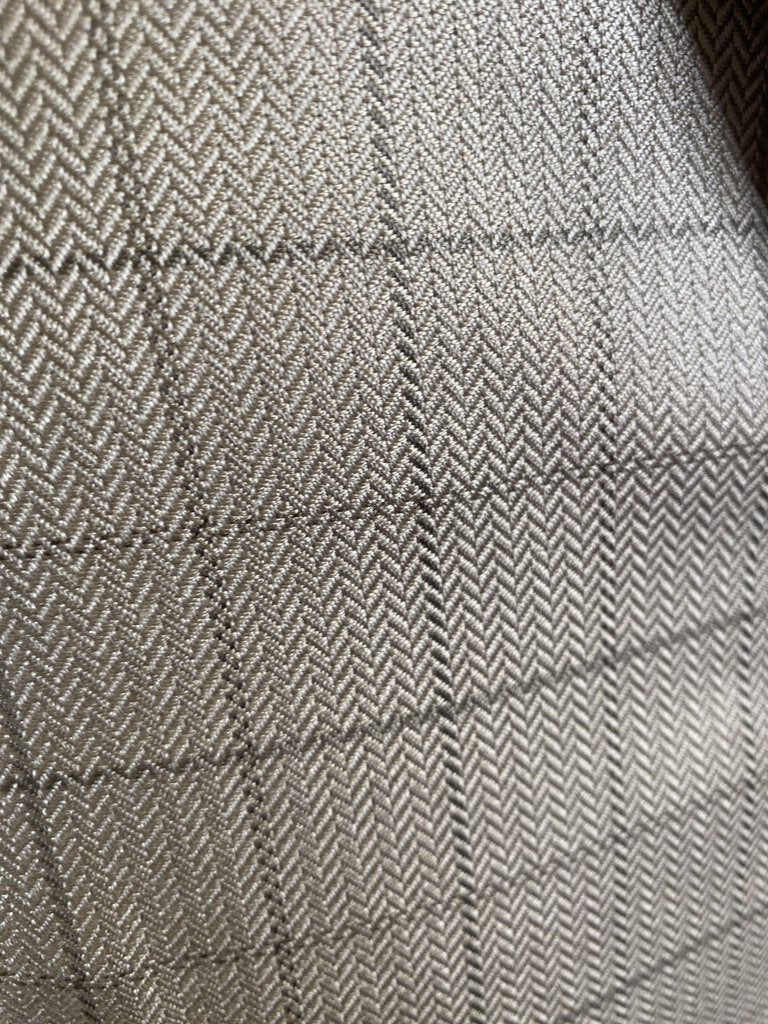 TAN HERRINGBONE WITH TAUPE WINDOWPANE CM DAY COAT