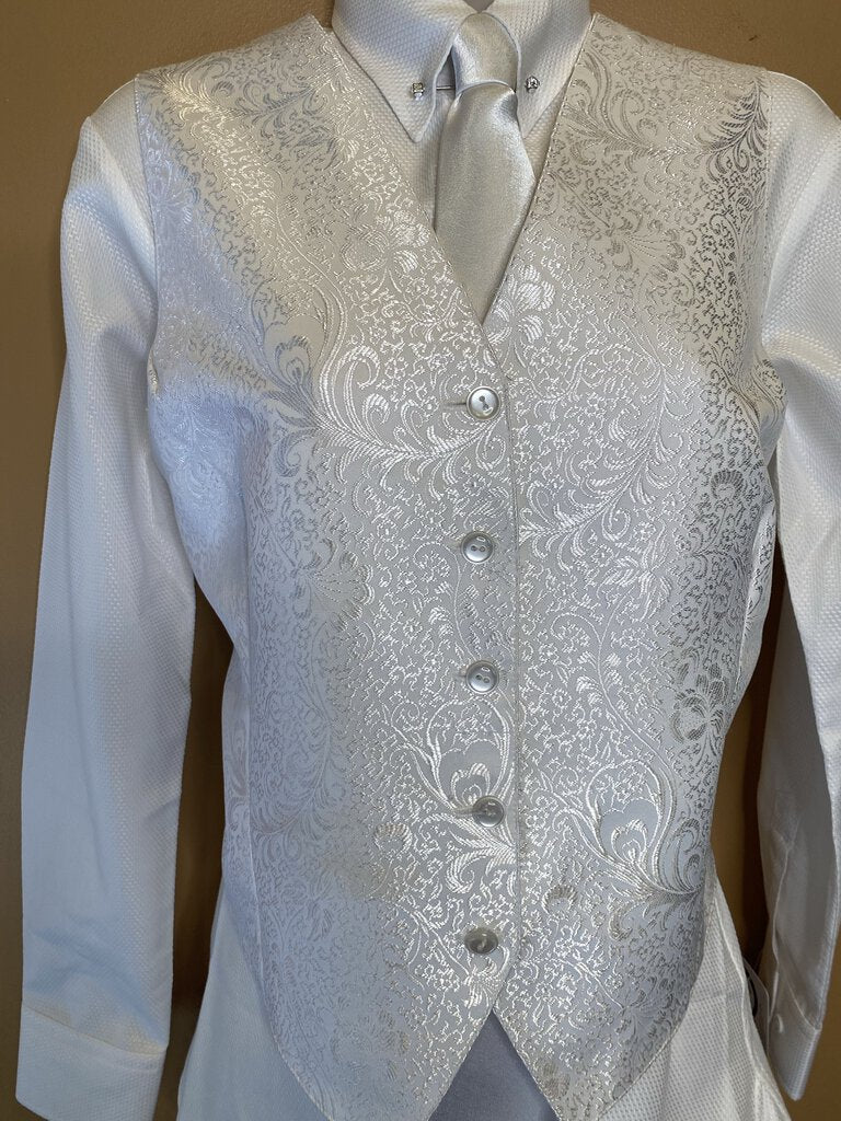 WHITE BROCADE VEST