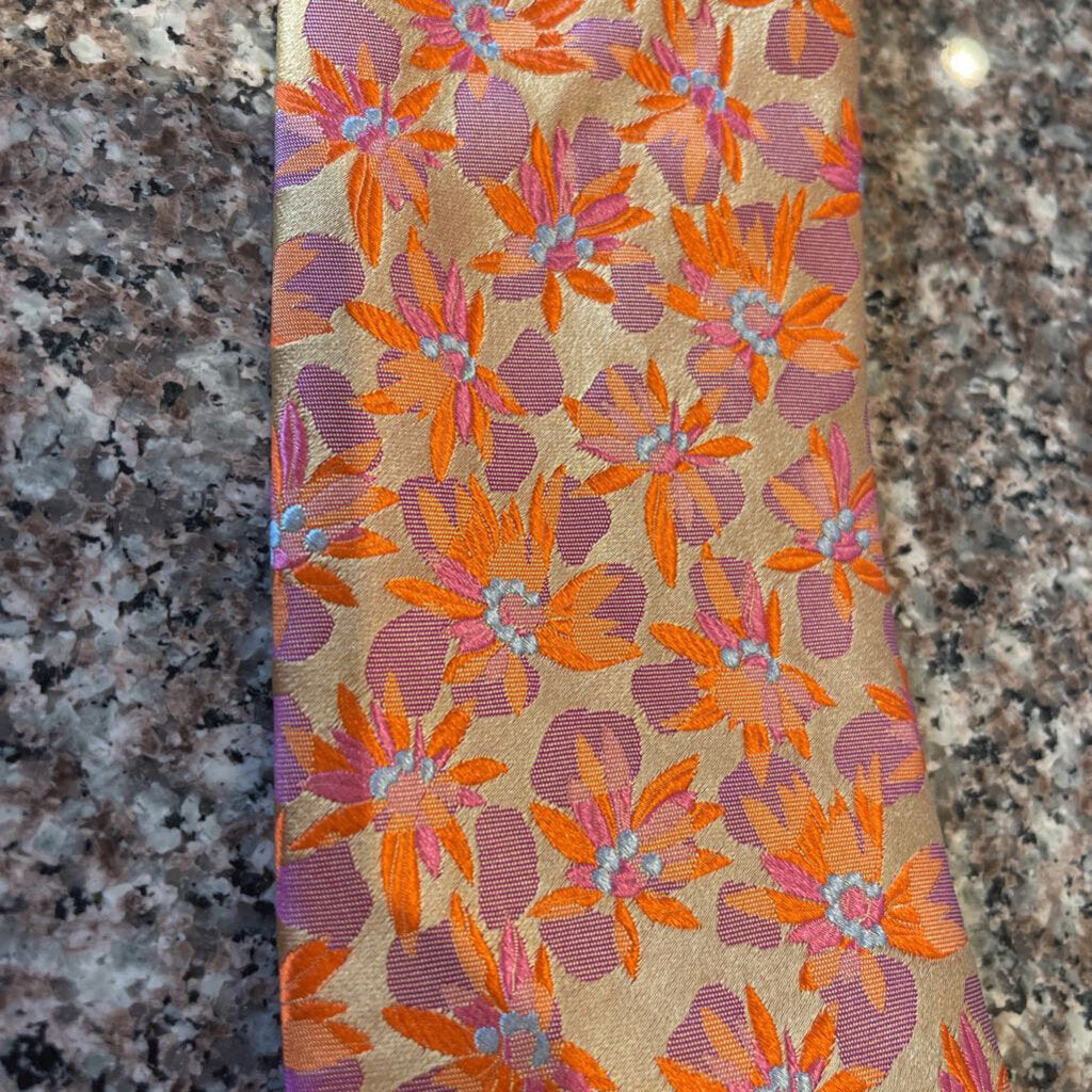 YELLOW AND ORANGE FLOWERS TIE