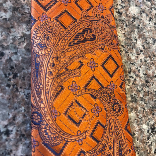 ORANGE WITH BLUE PAISLEY