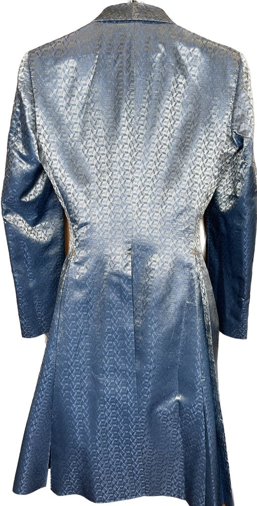 BRAND NEW BLUE HERRINGBONE BETTY BERDINE DAY COAT