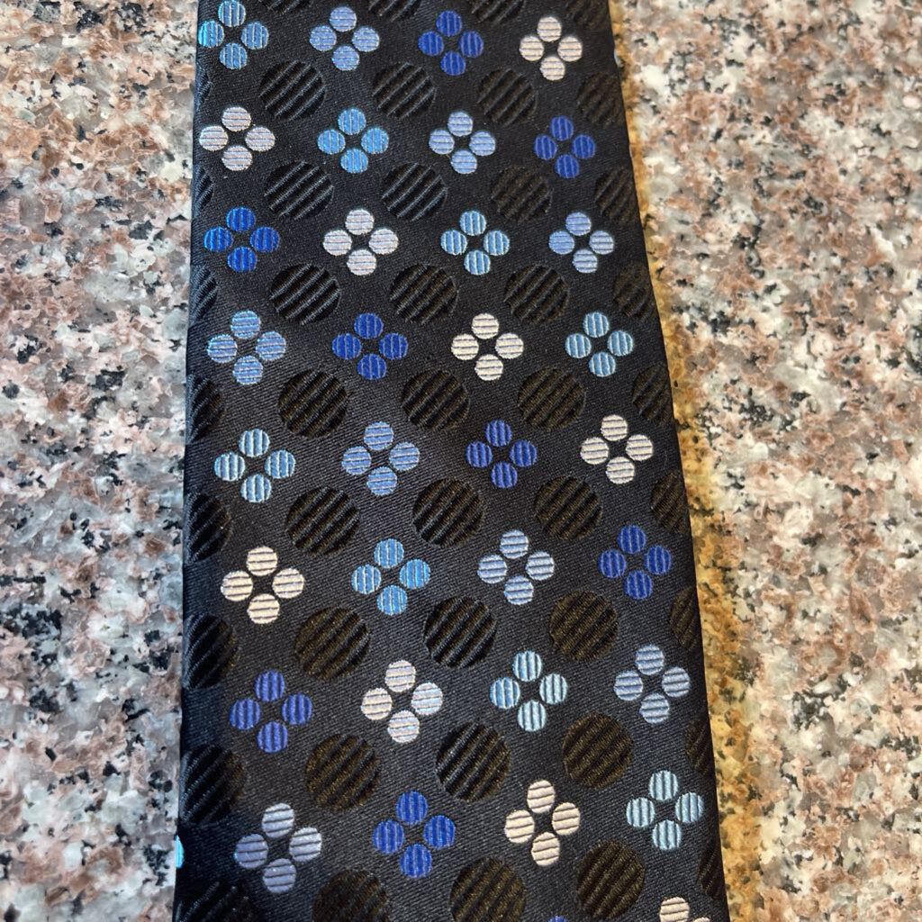 BLACK WITH BLUE CIRCLES TIE